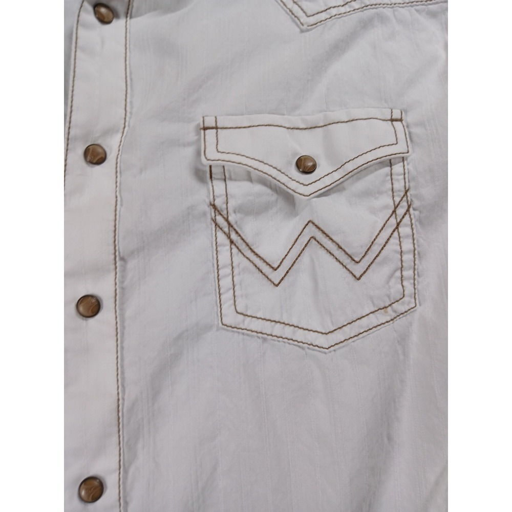 Wrangler Retro Premium Mens White Western Snap Shirt Contrast Stitch L 10MVR531W - Picture 4 of 8